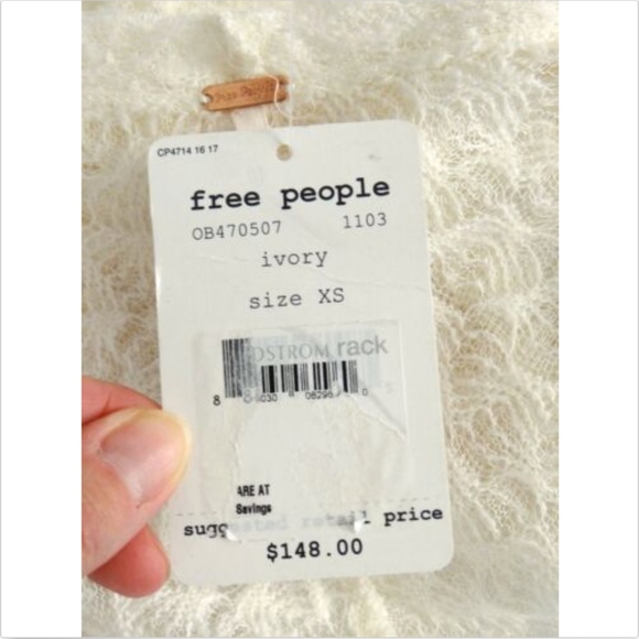 FREE PEOPLE knit dress Snug Bug ivory tassels NEW XS X-Small - Picture 5 of 7